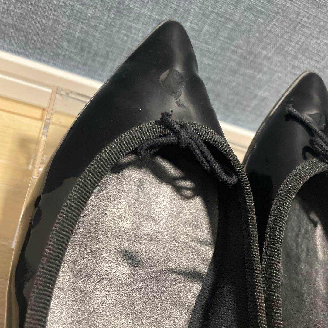 美品レペット バレエシューズ ポインテッドトゥ JUNON エナメル37.5 黒