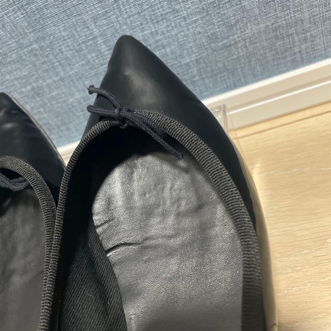 美品レペット バレエシューズ ポインテッドトゥ JUNON エナメル37.5 黒