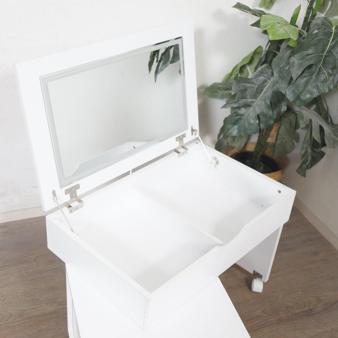 ◆セール◆【新品】LED女優ライト付き　伸縮式コスメワゴン　可動式ミラー