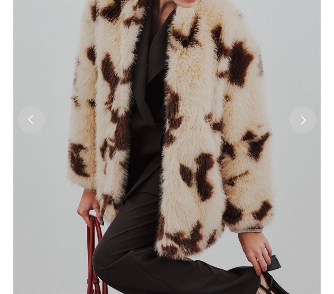 MilaOwenマルチマテリアルノーカラーファーコート　MIX