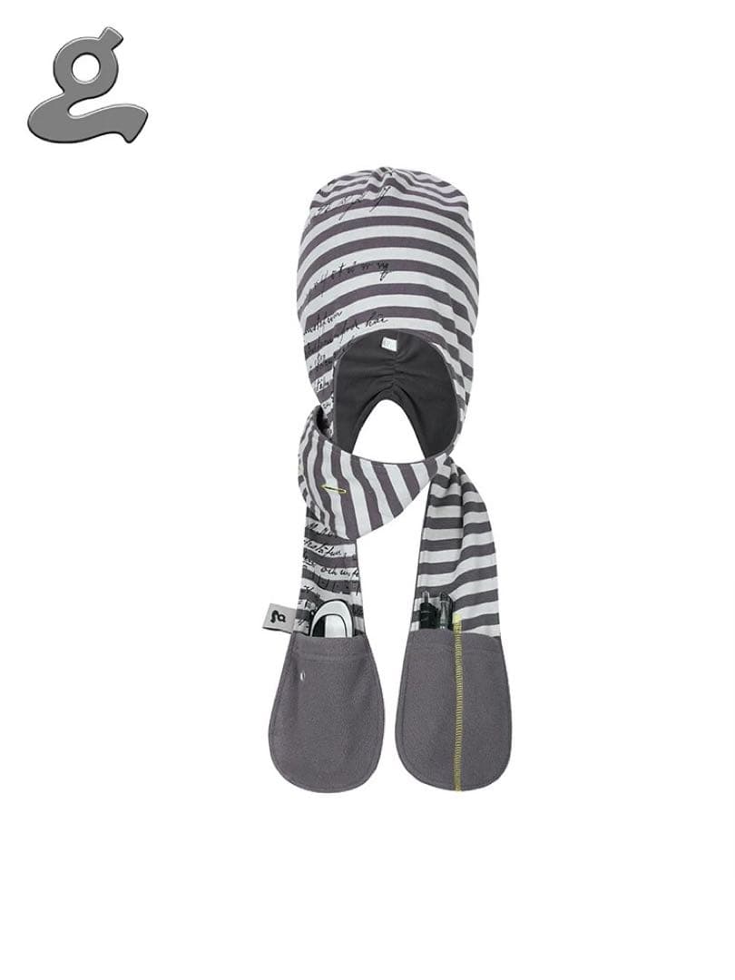 Grape 帽子　ボーダー柄フード付きスカーフハット