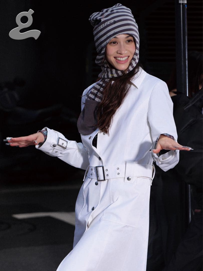 Grape 帽子　ボーダー柄フード付きスカーフハット