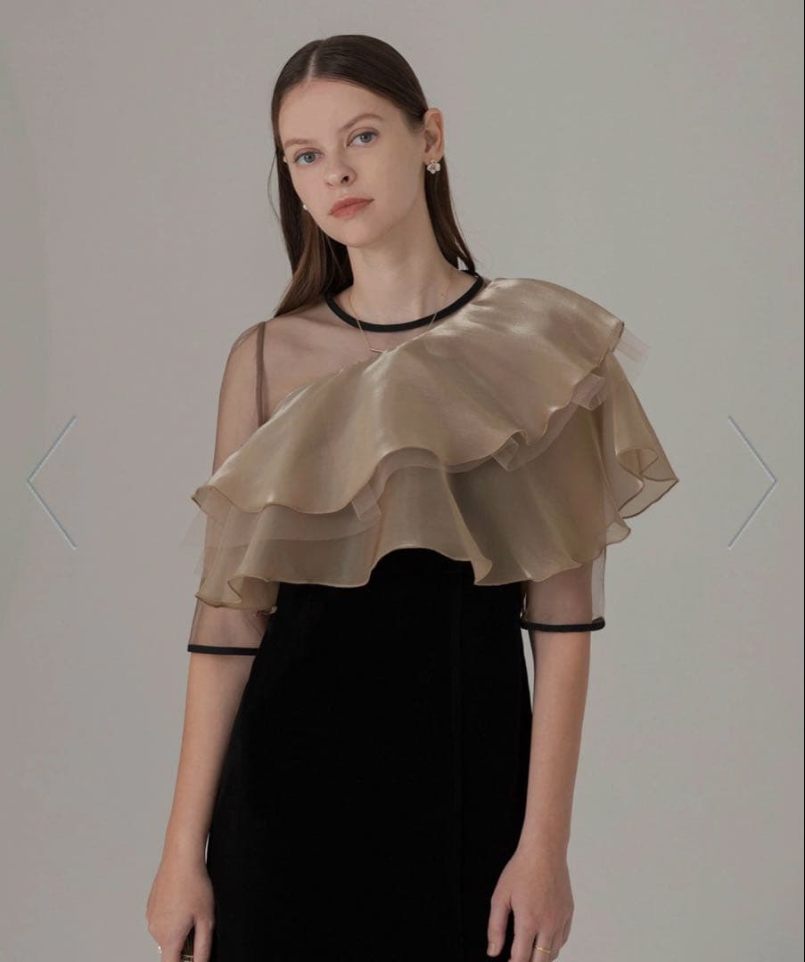 【LEJA】アシンメトリーティアードフリル3WAYベロアIラインドレス Sサイズ