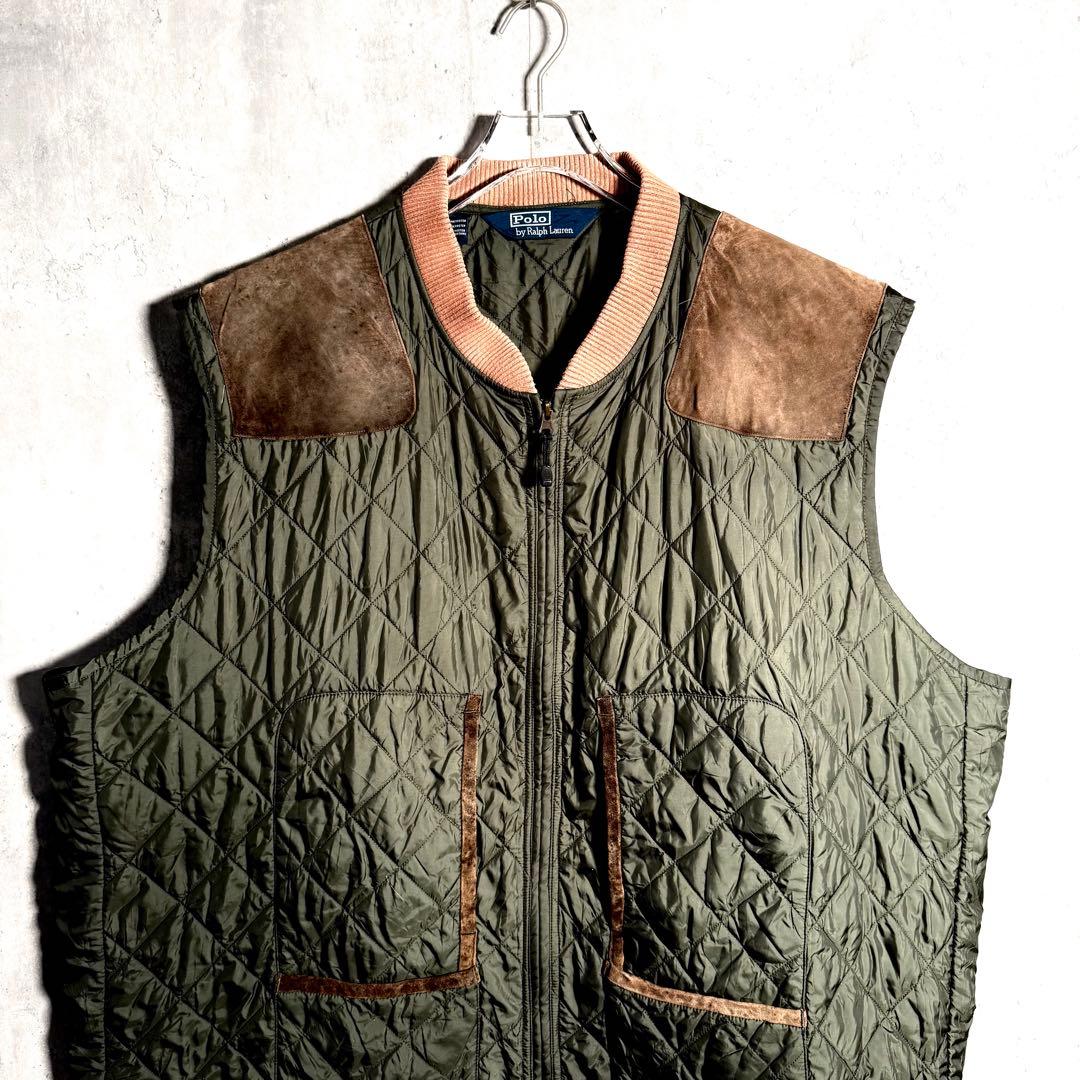 ⭐️希少⭐️ラルフローレン キルティングベスト 三角タグ レザー サイズ 4LT