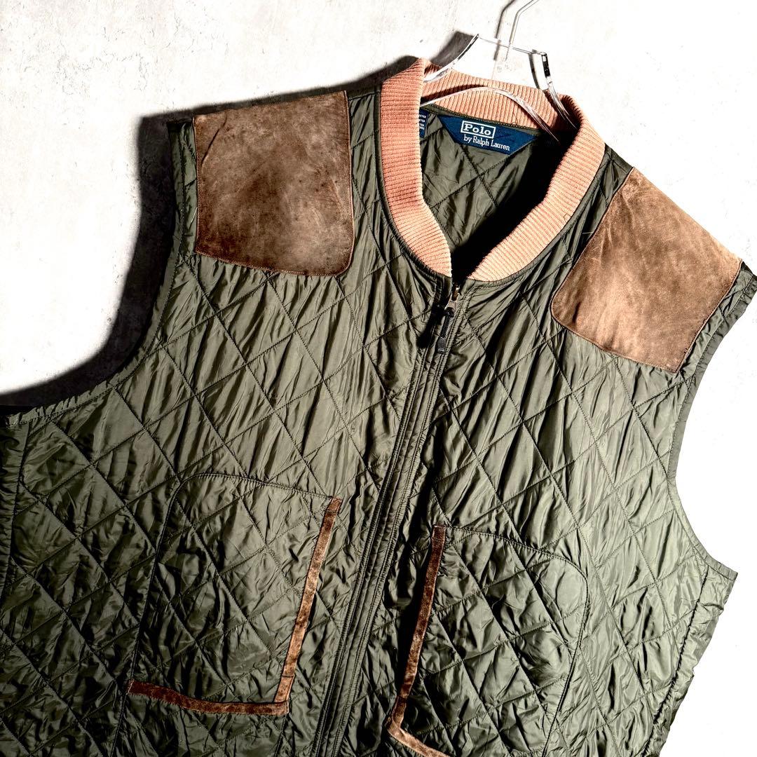 ⭐️希少⭐️ラルフローレン キルティングベスト 三角タグ レザー サイズ 4LT