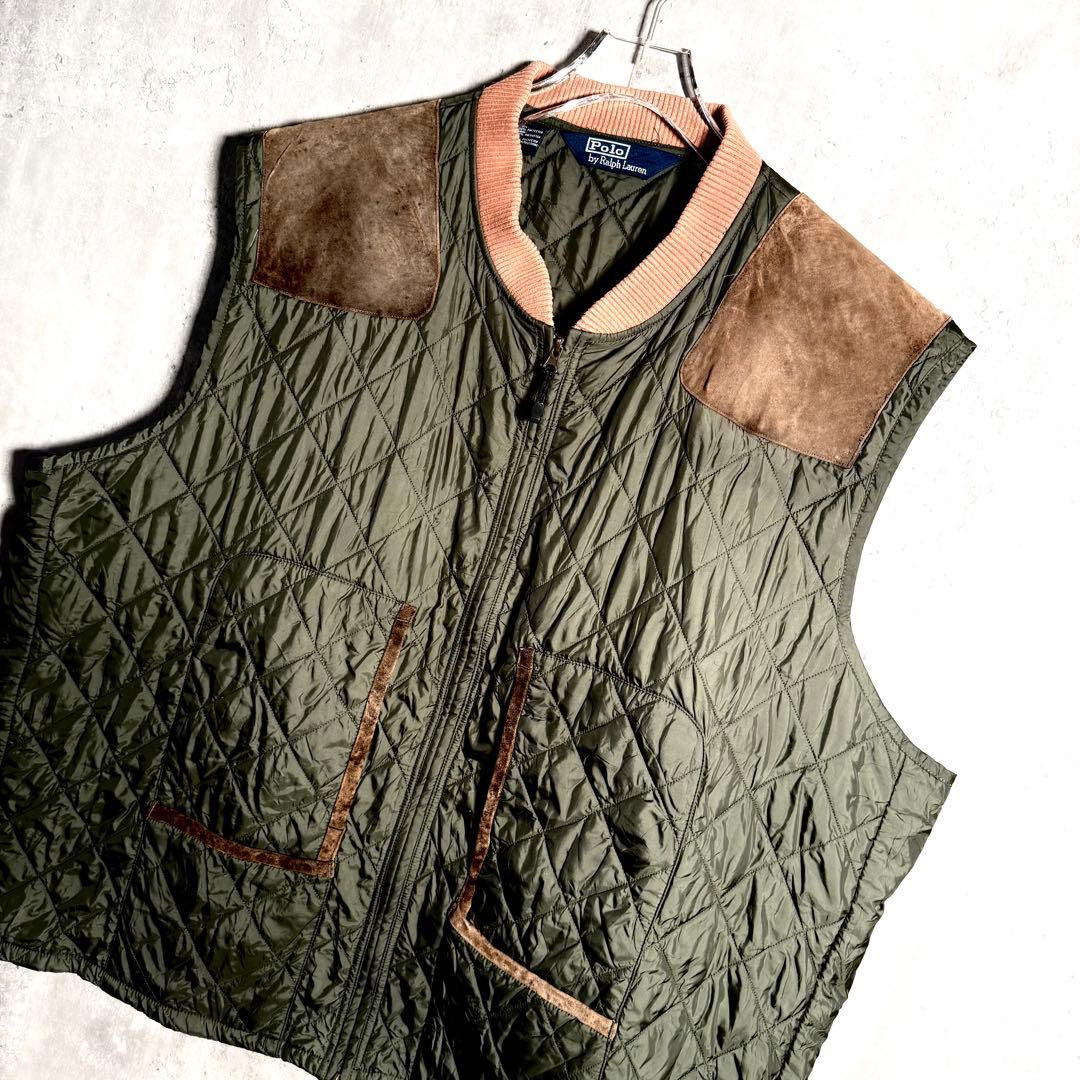 ⭐️希少⭐️ラルフローレン キルティングベスト 三角タグ レザー サイズ 4LT