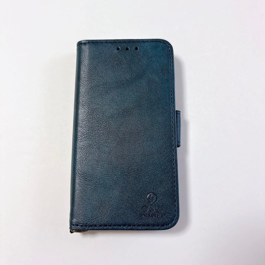 ONES iPhone 13 mini 手帳型 ケース 藍色 ストラップ 付き