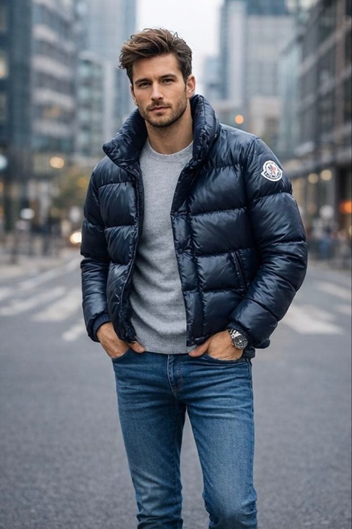 ★1月中限定値引き　モンクレール　エベレスト　廃盤　ビッグロゴ　ネイビー　L