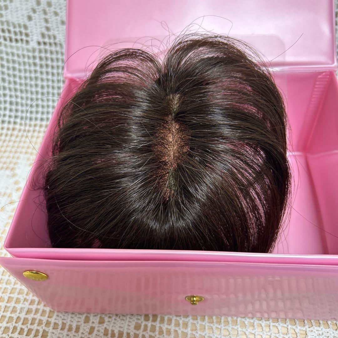 ダークブラウン /ウィッグ /分け目ピースＭサイズ/人毛50%入/新品