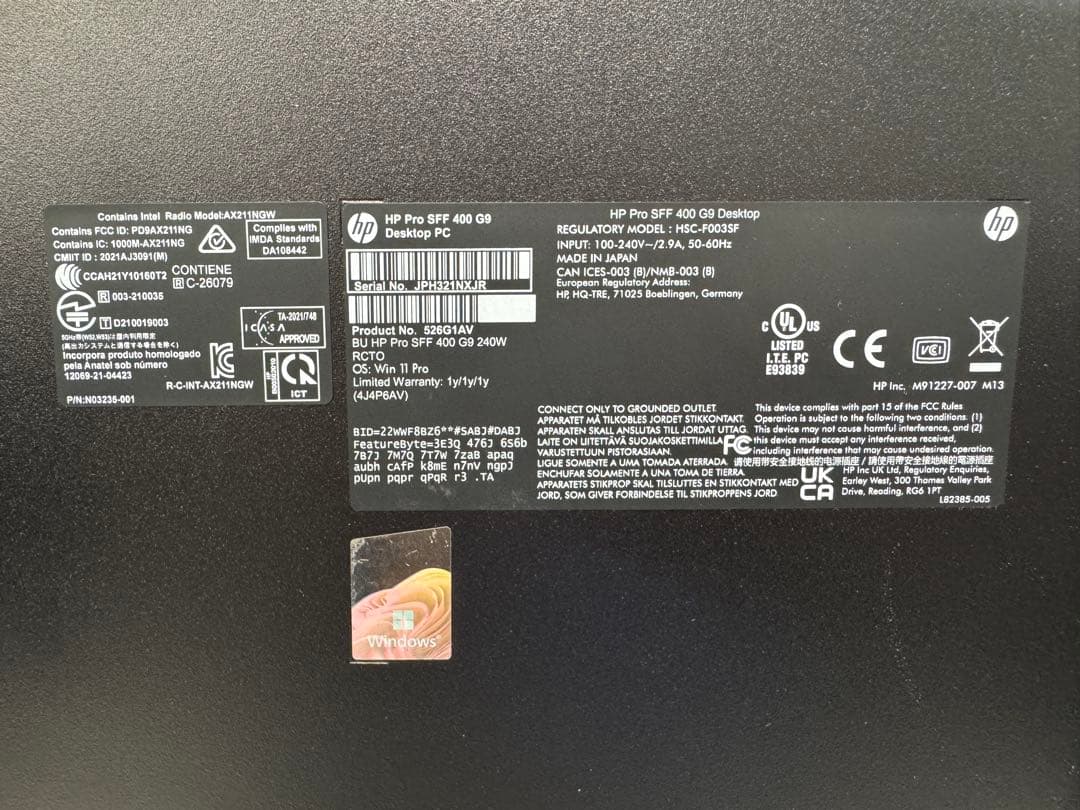 【完動品】HP Pro SFF 400 G9 Desktop PC　0002