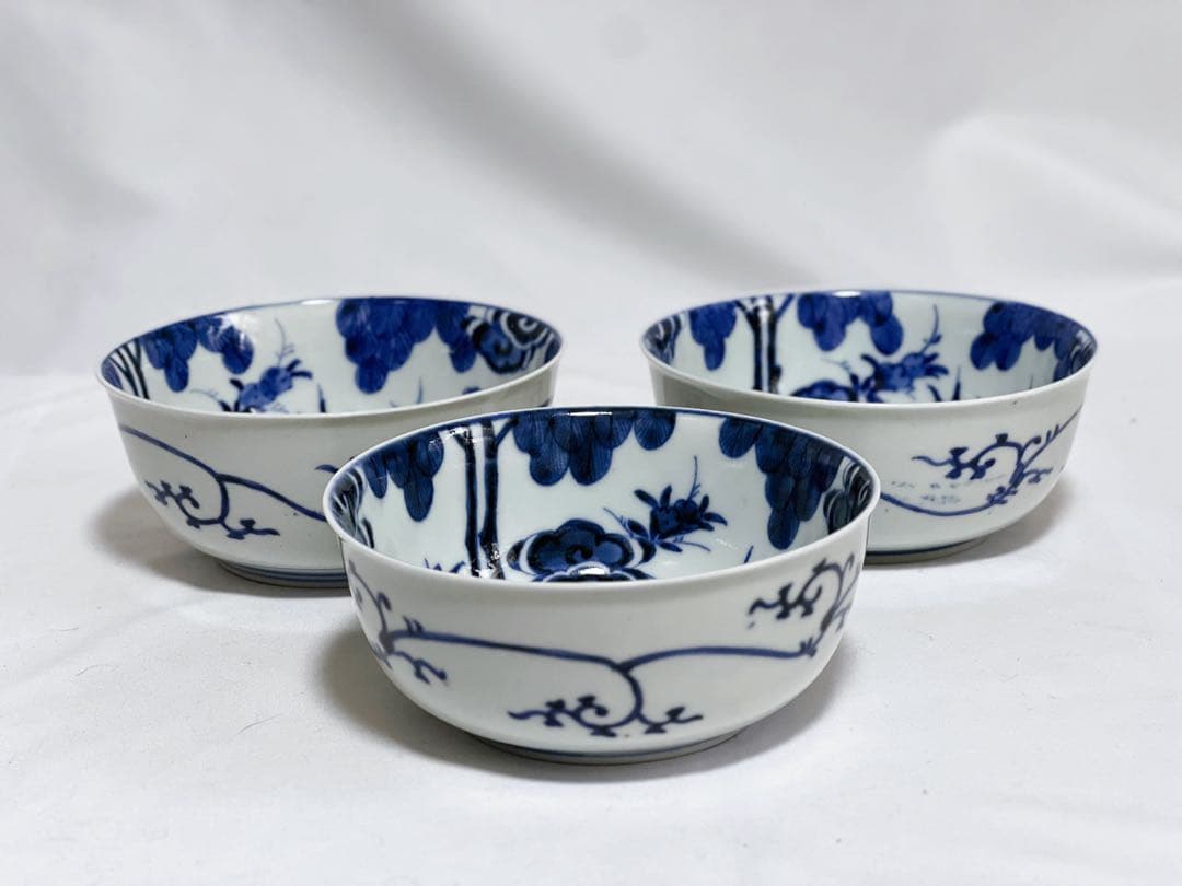 古伊万里　染付　鉢　3客　骨董