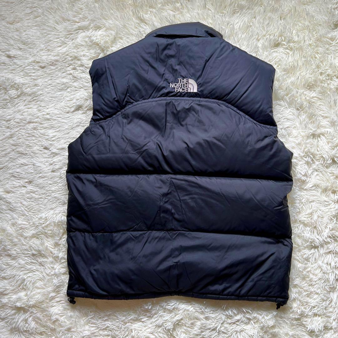 超希少サイズ　美品 ノースフェイス ダウンベスト 黒 メンズXL センターロゴ