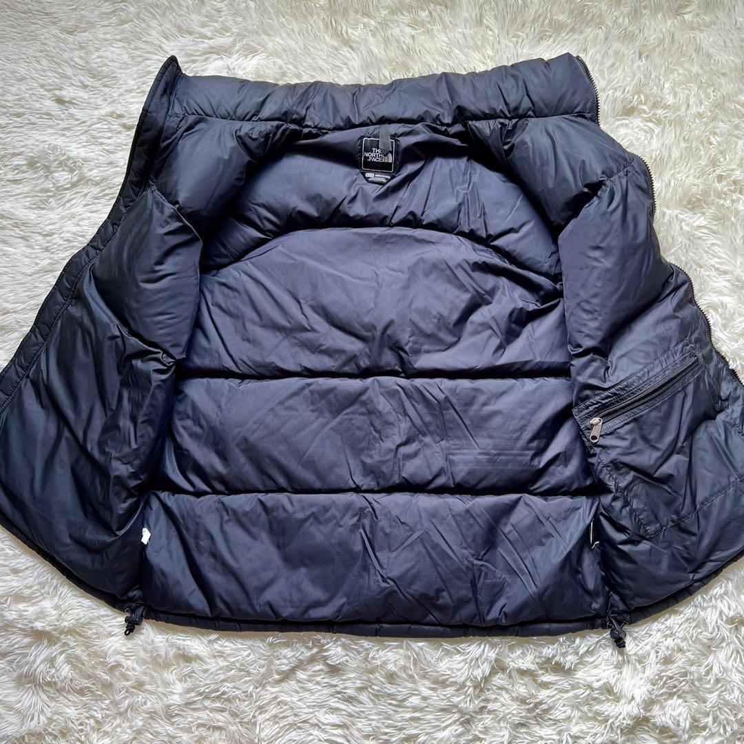 超希少サイズ　美品 ノースフェイス ダウンベスト 黒 メンズXL センターロゴ