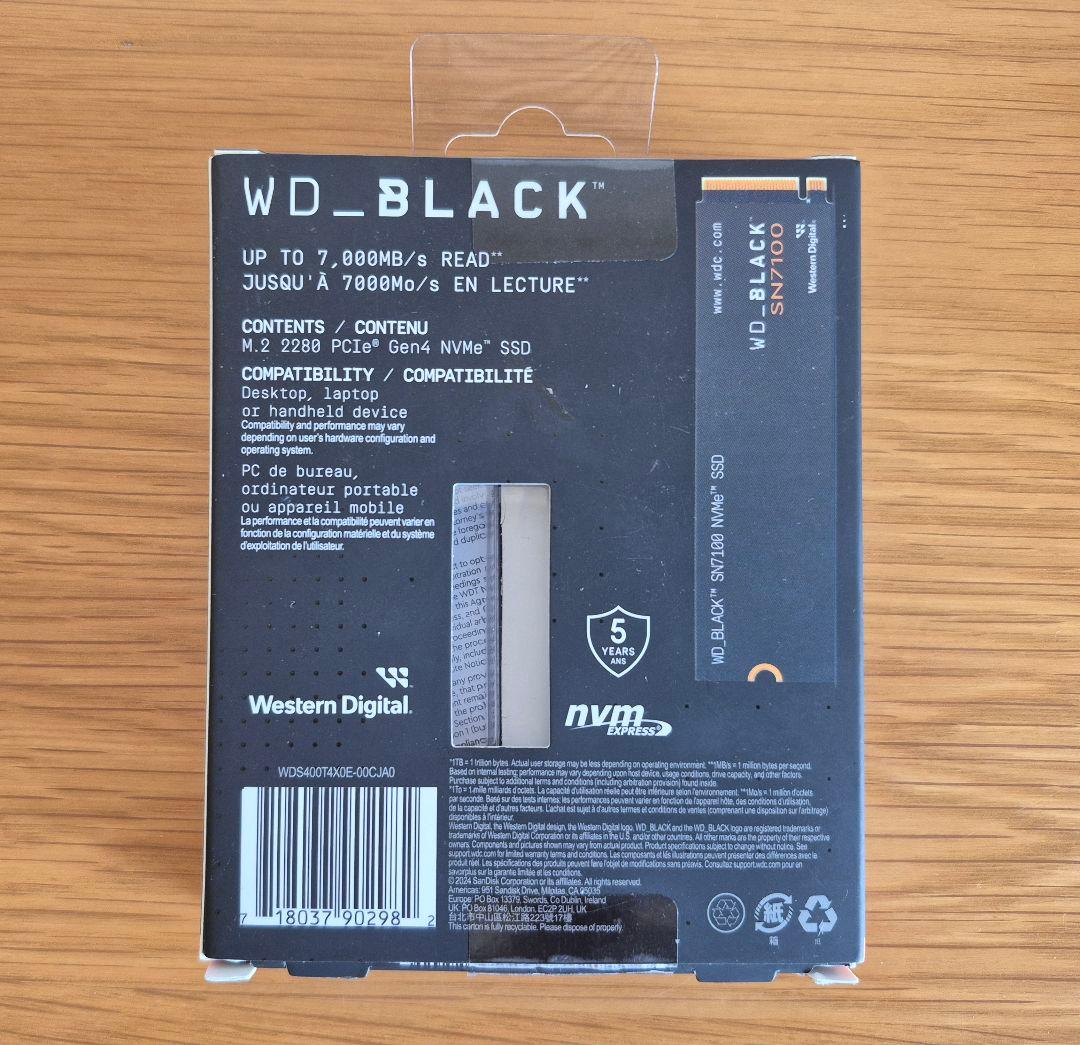 WD_BLACK SN7100 4TB NVMe SSD 健康状態100%