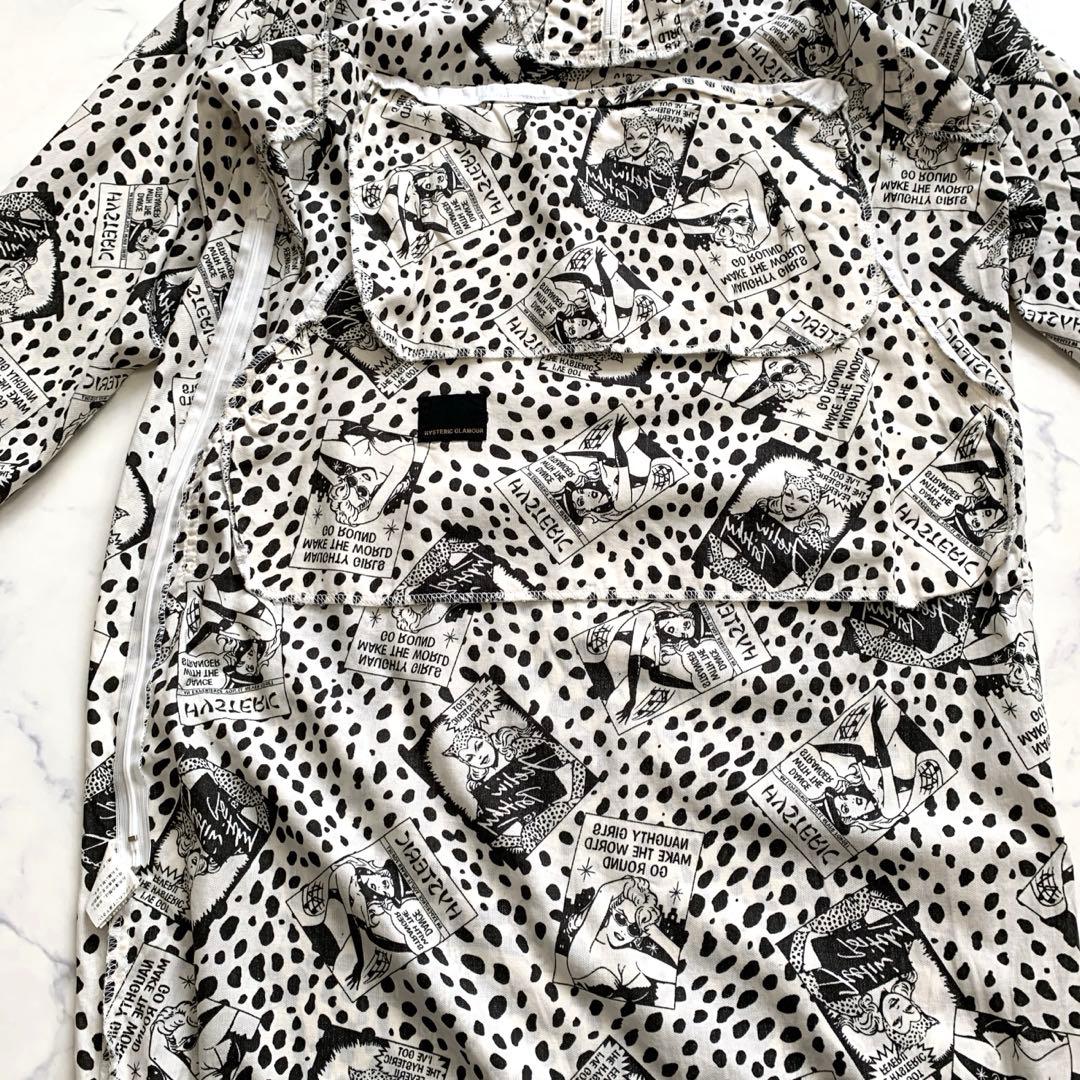 ヒステリックグラマー　ハーフジップパーカーワンピース　ヒスガール　ヒョウ柄　白