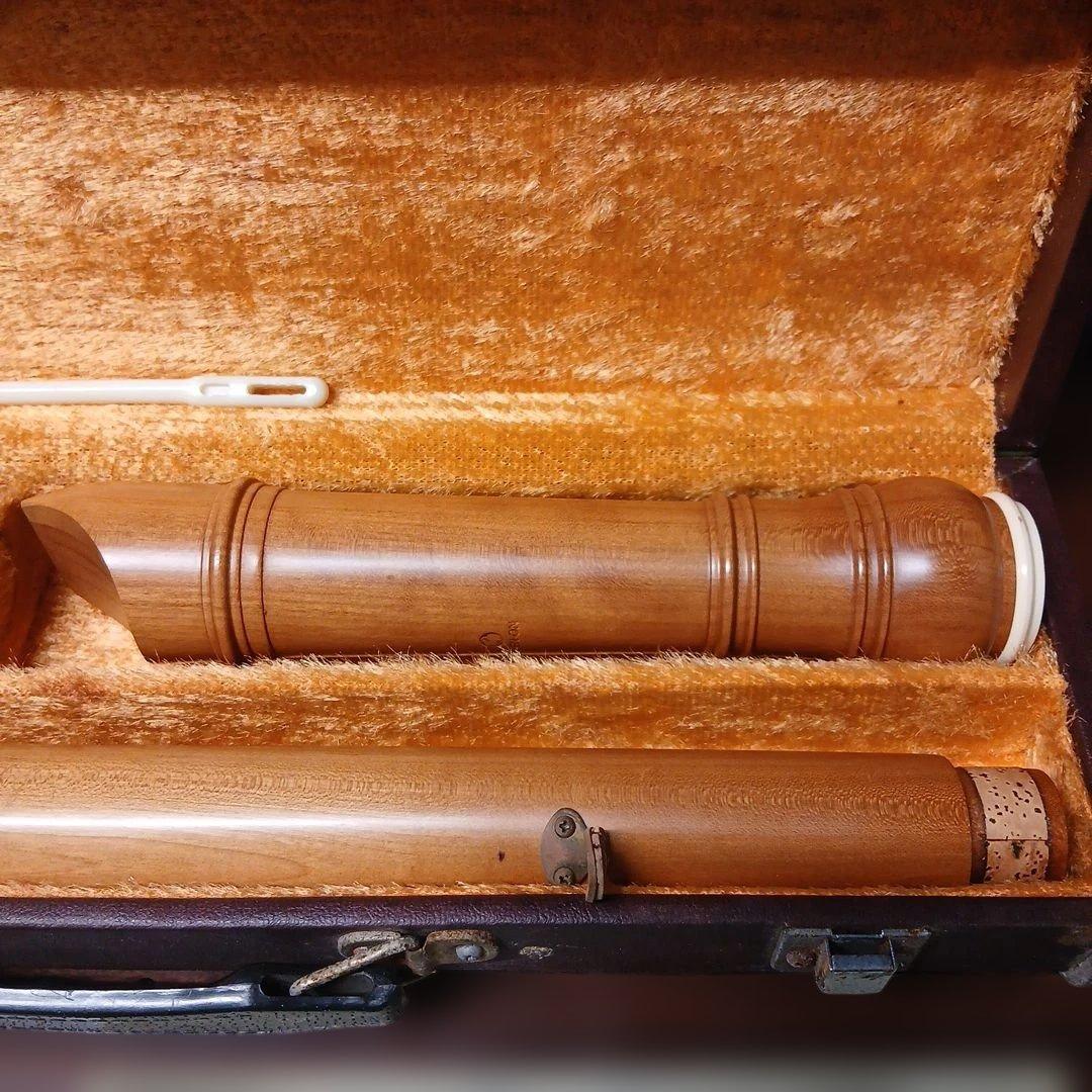 テナーリコーダー 木製 ブラウン ケース付き