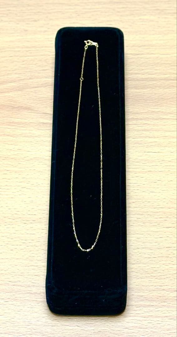 ⭐️¥1000off❗️18KYG カット小豆チェーンネックレス 18K刻印入り