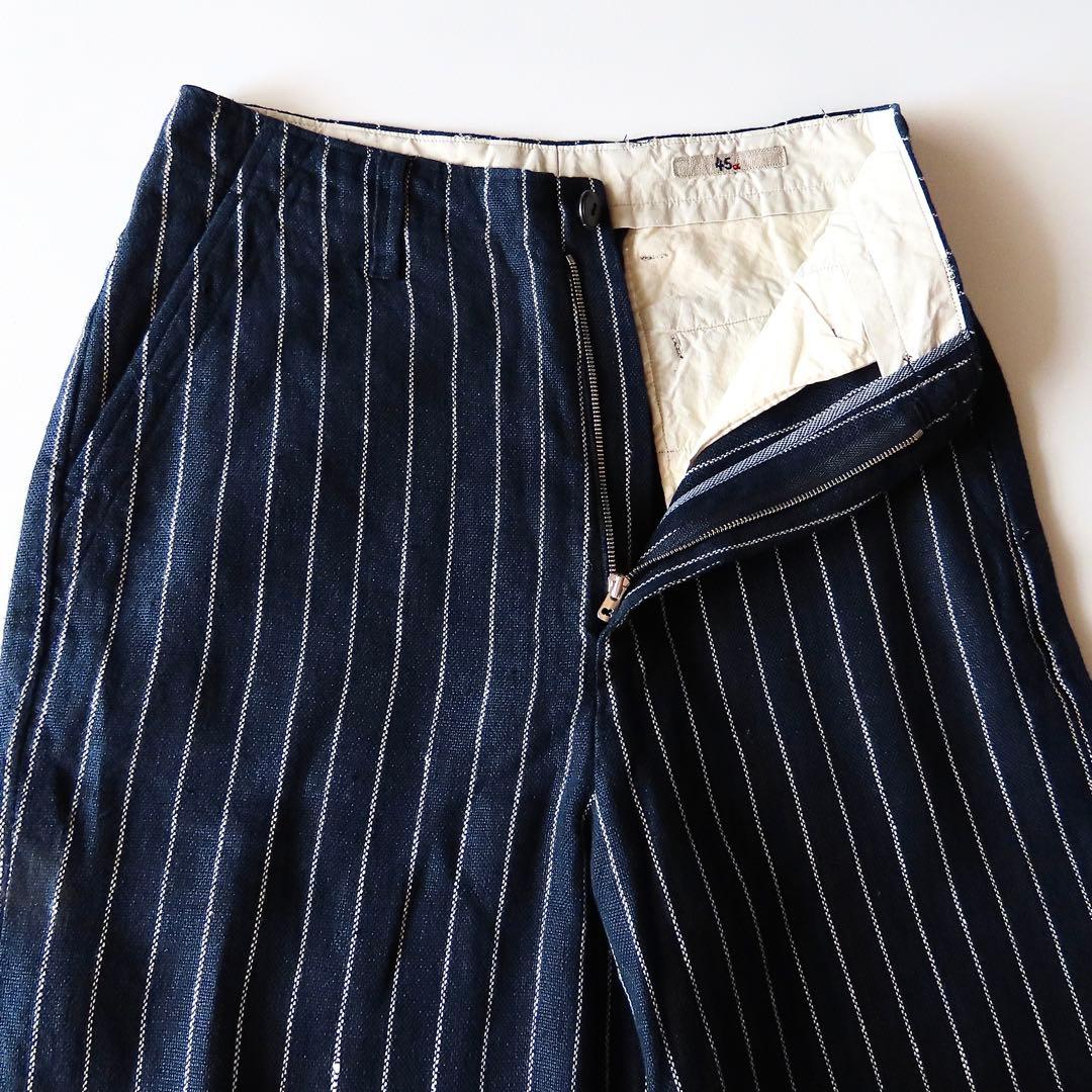 45R リネンピンストライプワイドパンツ 1 ストレートシルエット 45rpm