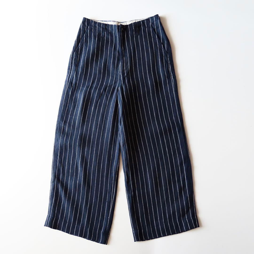 45R リネンピンストライプワイドパンツ 1 ストレートシルエット 45rpm