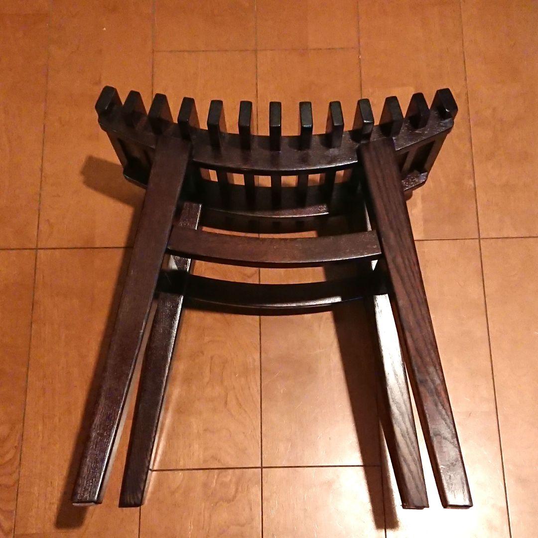 楡無垢材 格子スツール 黒 和モダン アンティーク 椅子 腰掛け 飾り台 天然木