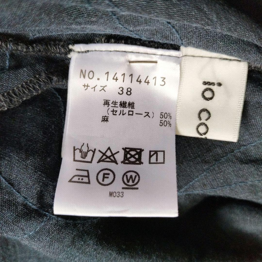 24SS美品✨イオコムイオ　センソユニコ　刺繍 変形チュニック　リネン　ネイビー