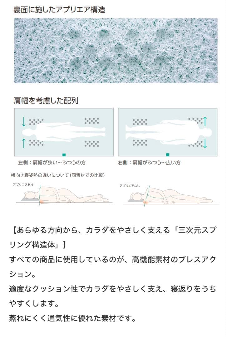 西川　ブレスアクション　マットレス　シングル　エアウィーヴ　airweave