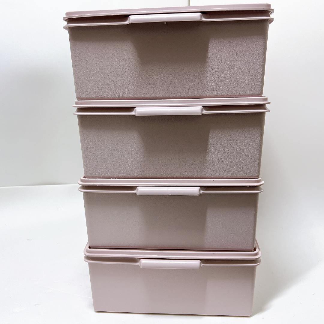 【美品✨送料無料】4個セット タッパーウェア ロング スーパーケース ピンク