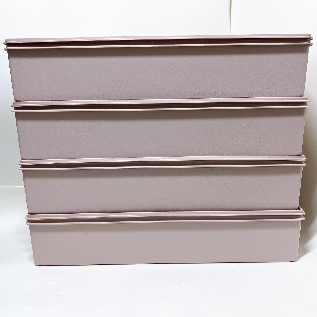 【美品✨送料無料】4個セット タッパーウェア ロング スーパーケース ピンク