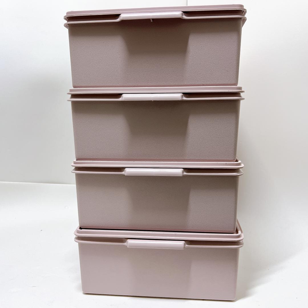 【美品✨送料無料】4個セット タッパーウェア ロング スーパーケース ピンク