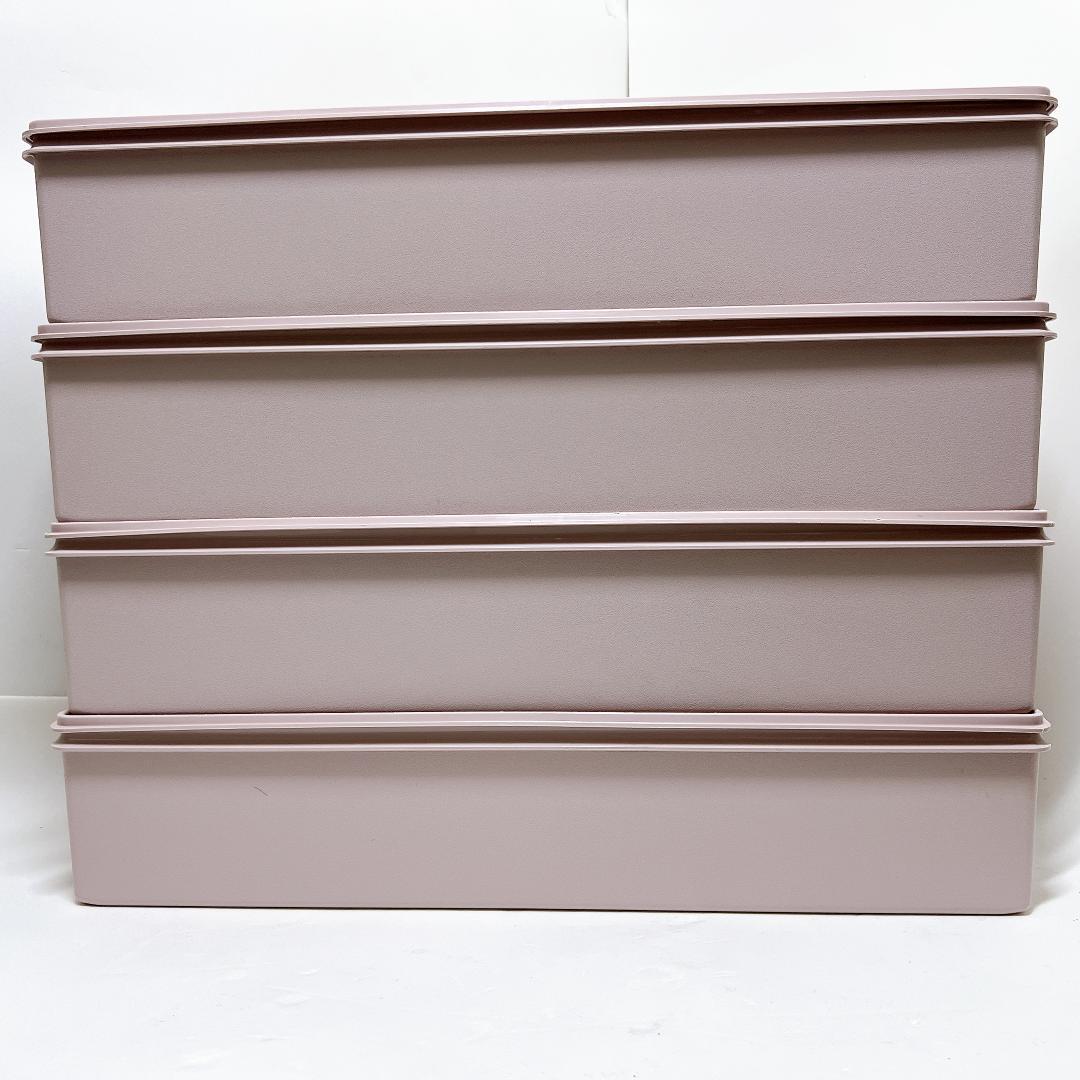 【美品✨送料無料】4個セット タッパーウェア ロング スーパーケース ピンク