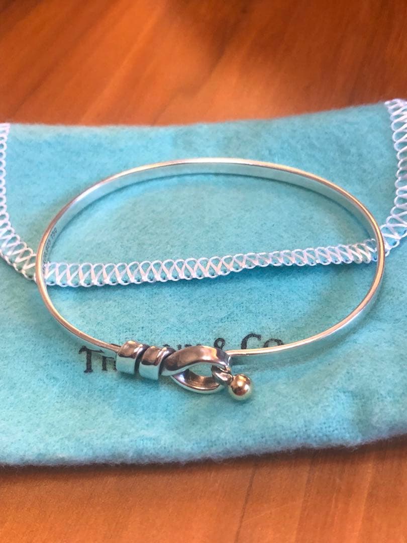 美品●ティファニー●750 925 フックアイ バングル ブレスレット