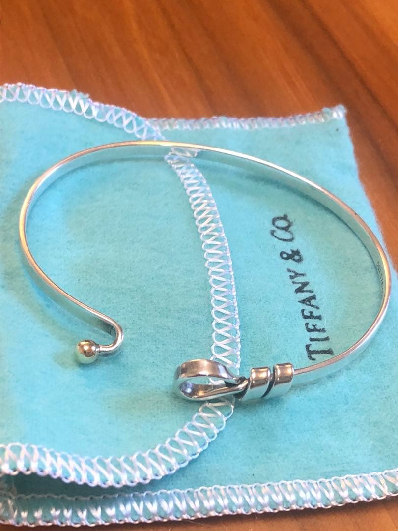 美品●ティファニー●750 925 フックアイ バングル ブレスレット