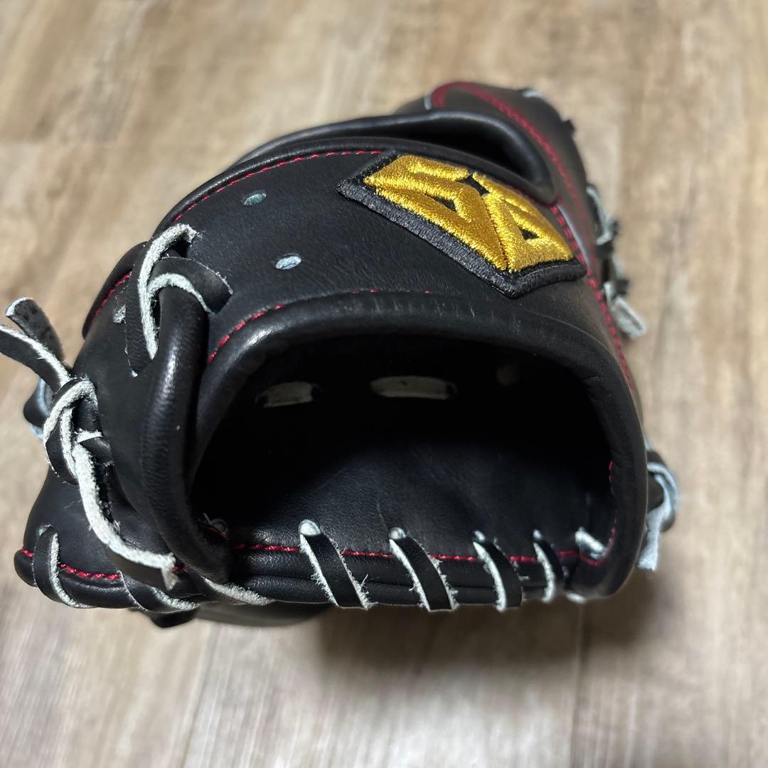 シャイニングスター硬式野球用レザーグローブ 黒赤