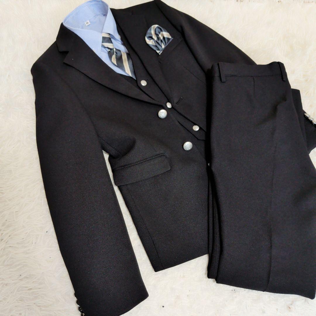 【極美品】ワンダーファクトリー スーツ 6点セット　ベスト　卒服　黒　160cm