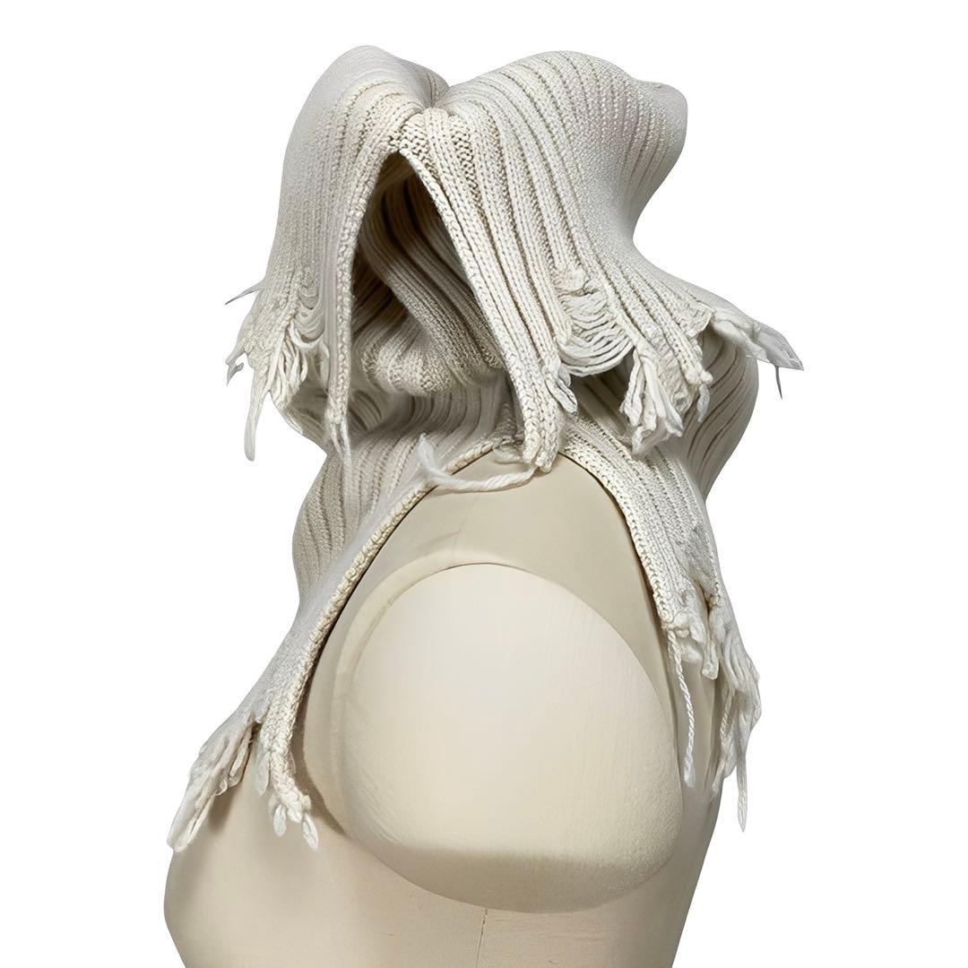 Ｙ's 21AW 美品 リブニット 解れ加工 スヌード アイボリー