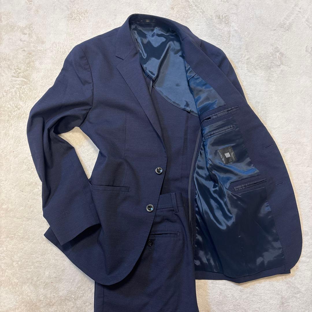 美品⭐️SUIT SELECT 4S セットアップ　ウォッシャブル　ネイビー　A4