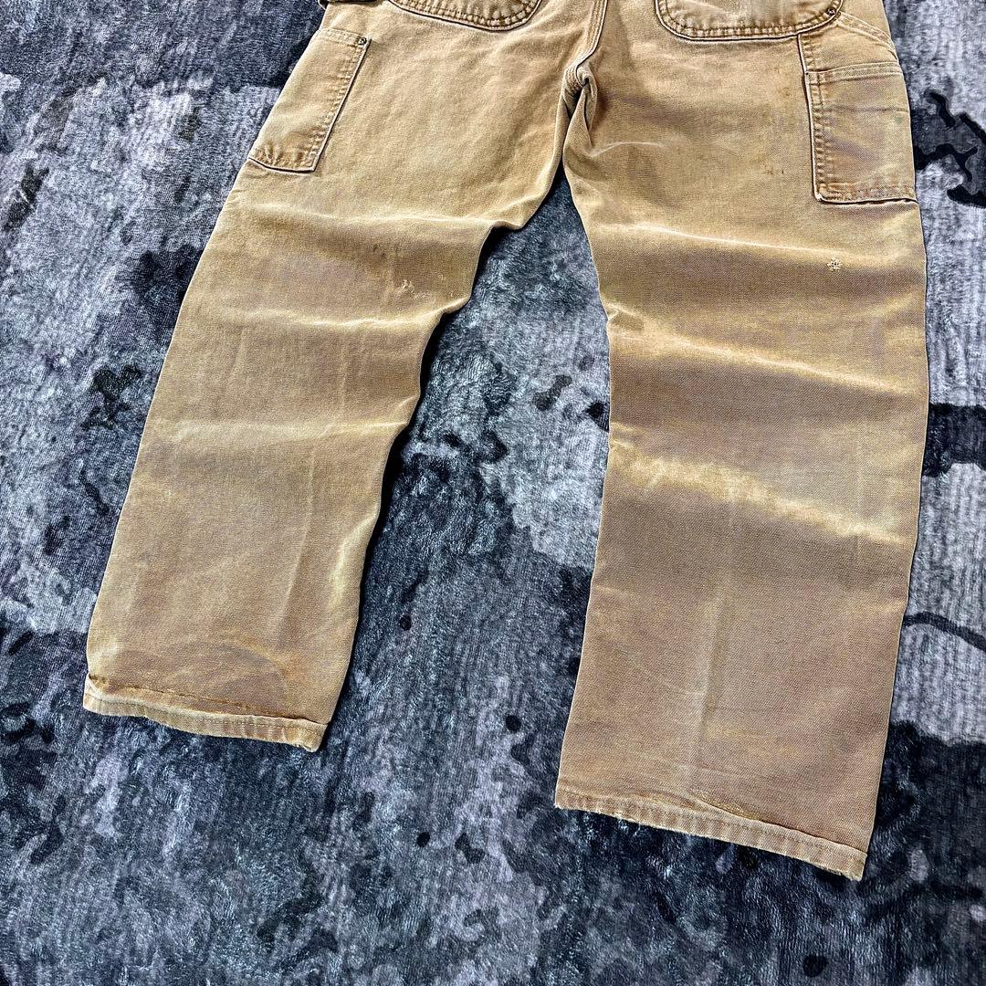 コメ欄セール！USA製 良フェード ブラウン ダブルニー 金ボタン ゆるだぼ