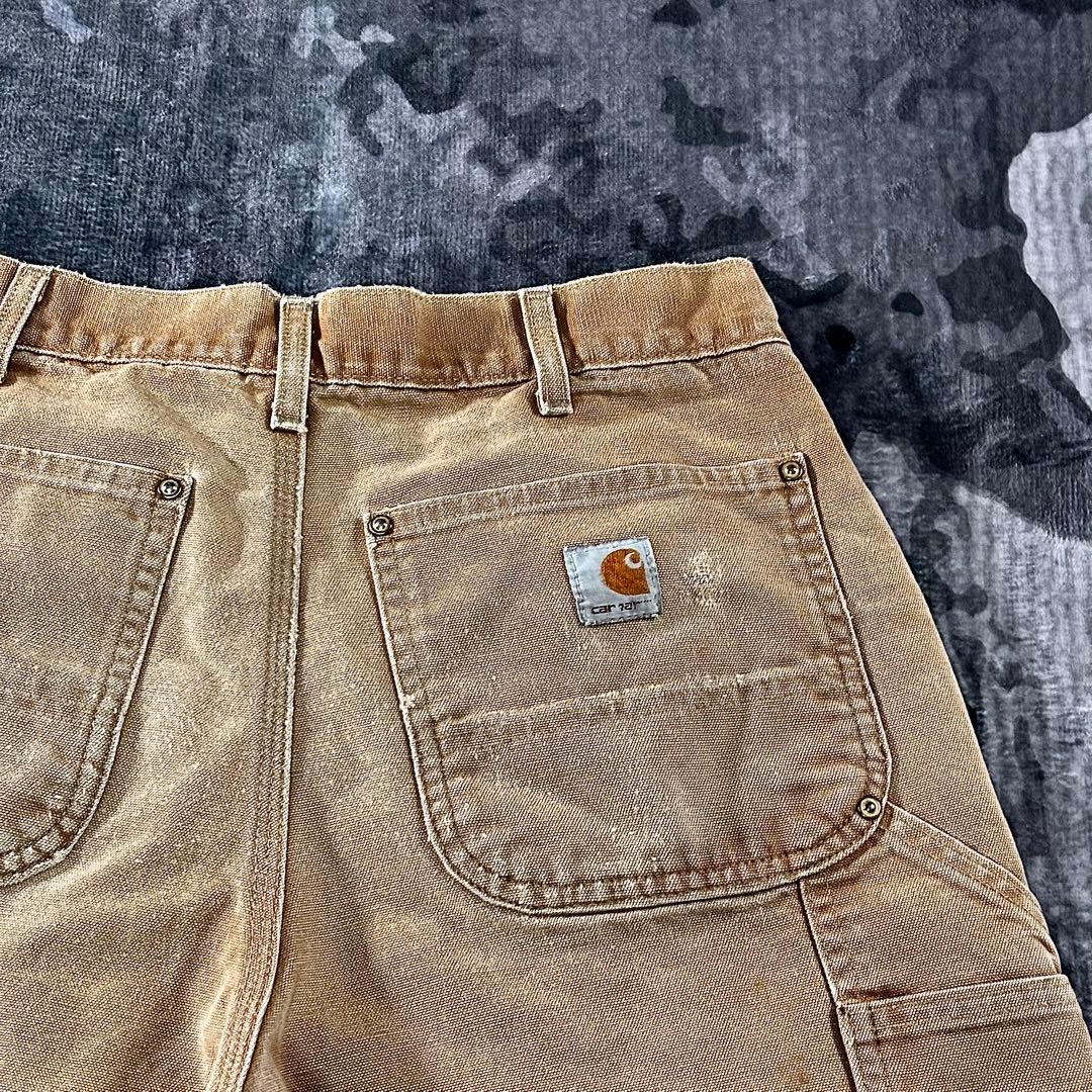 コメ欄セール！USA製 良フェード ブラウン ダブルニー 金ボタン ゆるだぼ