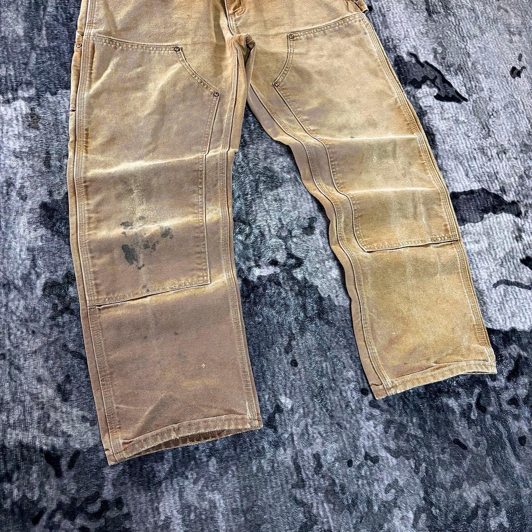 コメ欄セール！USA製 良フェード ブラウン ダブルニー 金ボタン ゆるだぼ