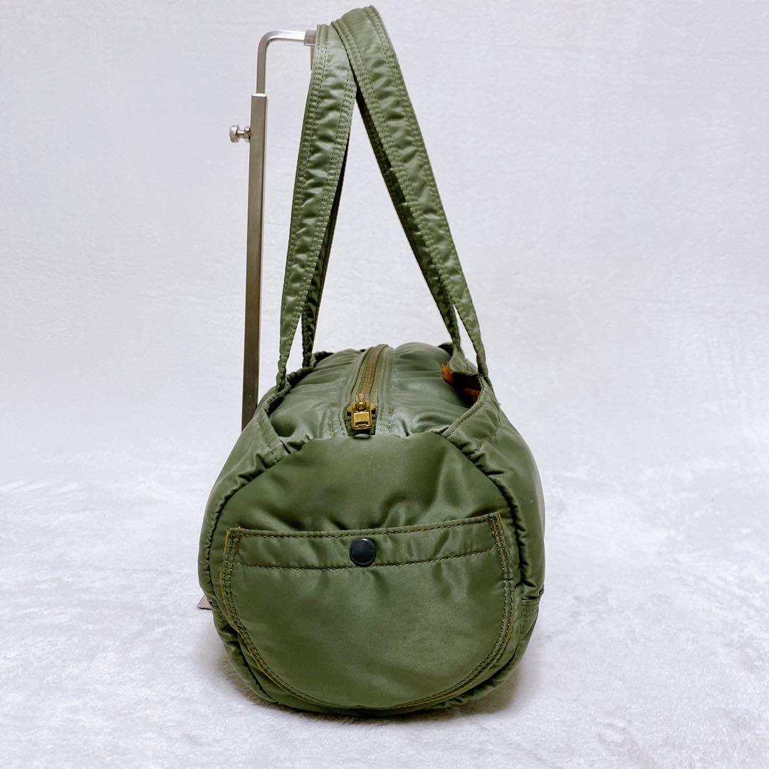 希少　美品　ポーター　タンカー　ミニボストンL　ドラムバッグ　セージグリーン　緑