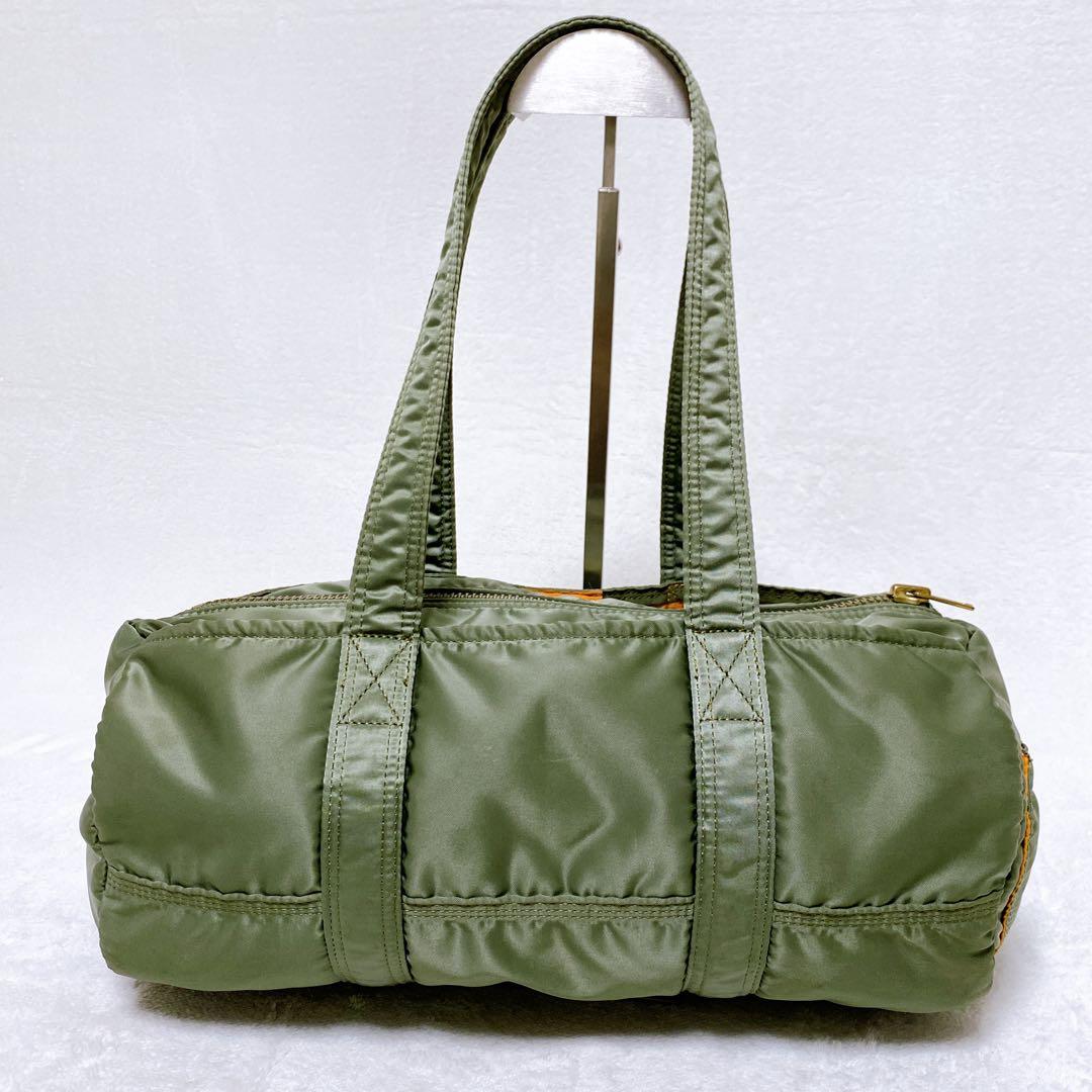 希少　美品　ポーター　タンカー　ミニボストンL　ドラムバッグ　セージグリーン　緑