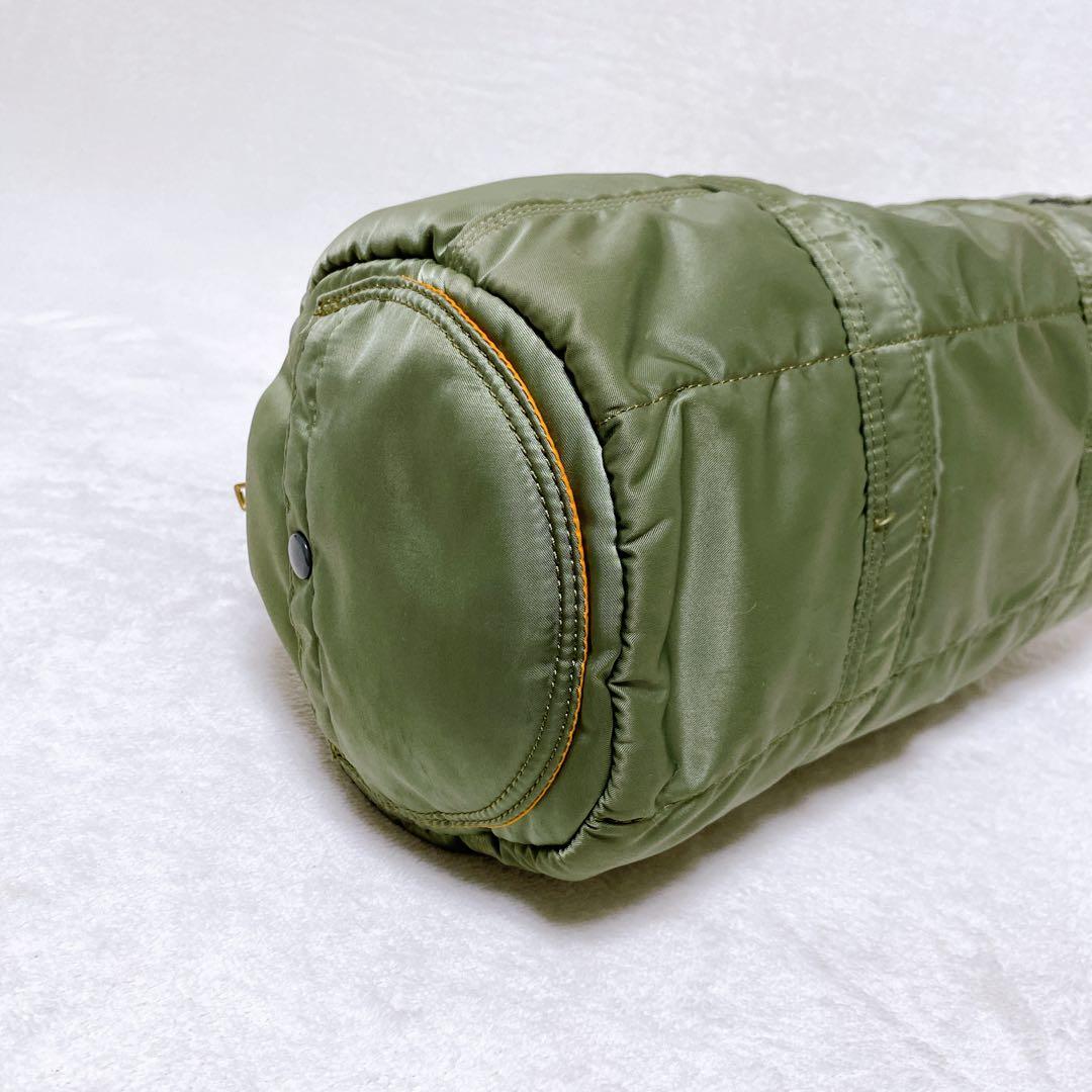 希少　美品　ポーター　タンカー　ミニボストンL　ドラムバッグ　セージグリーン　緑