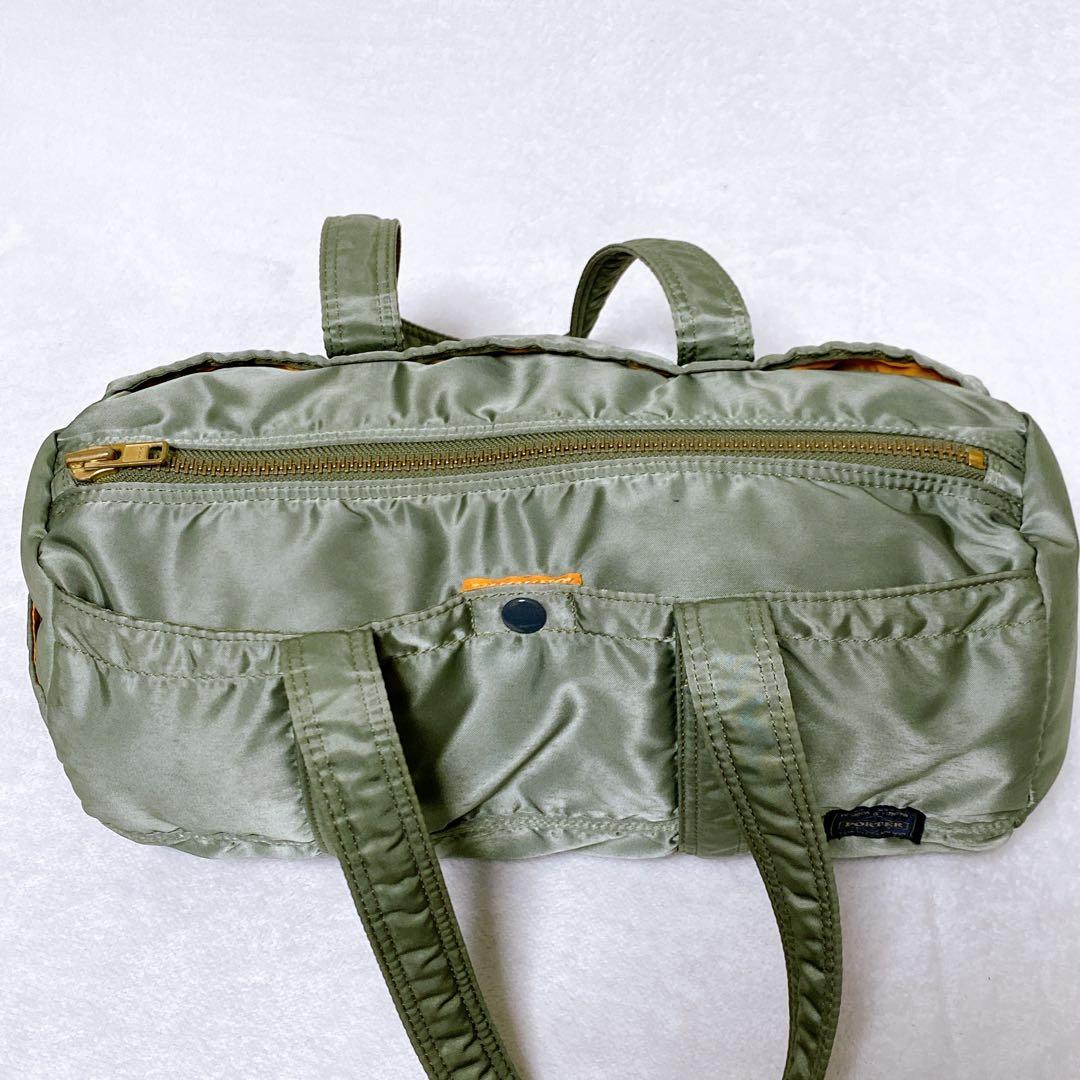 希少　美品　ポーター　タンカー　ミニボストンL　ドラムバッグ　セージグリーン　緑