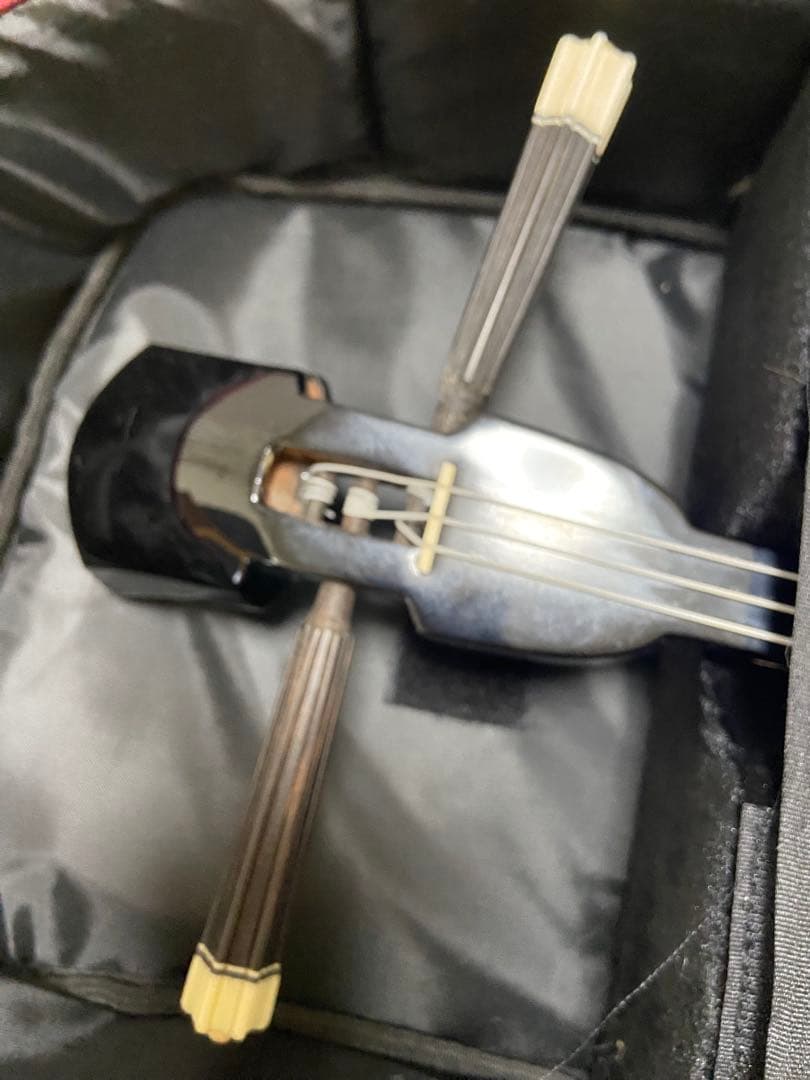 本皮蛇皮　三線　ケース付きレッド　少々難あり　値段相談可