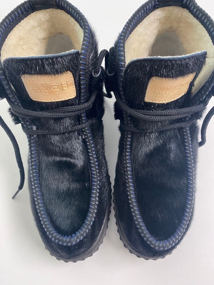 H:CEアイス イタリア スノーブーツ アザラシ 黒 スパイク