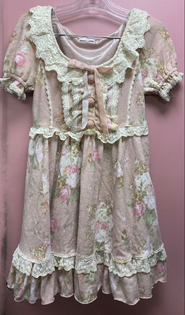 VTG！LIZ LISA リズリサ 激レア 起毛花柄ワンピース 姫系 ガーリー