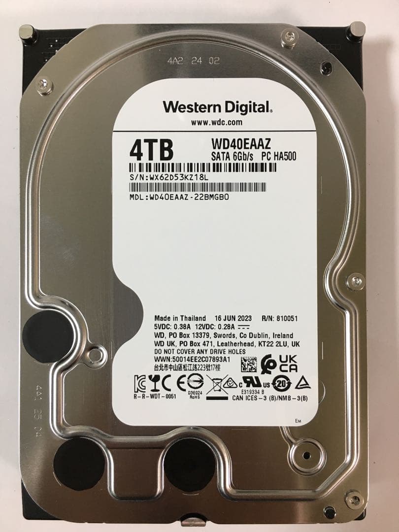 WD40EAAZ 4TB 3.5インチ HDD 使用913時間