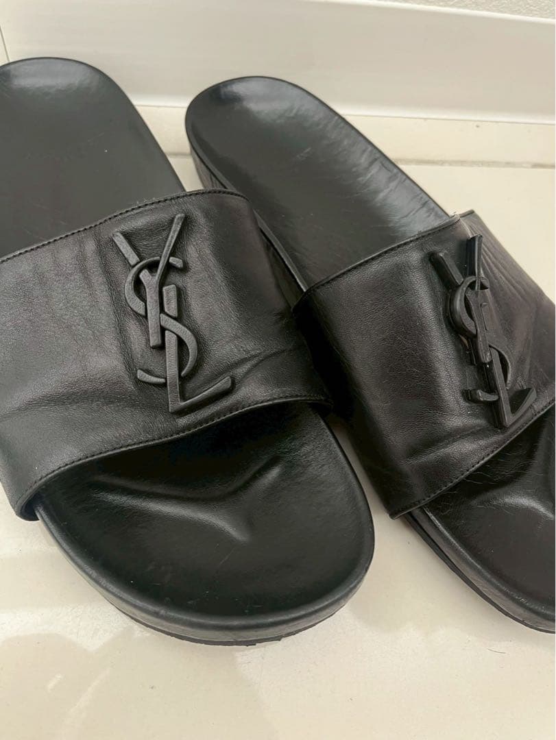 YSL ブラックレザー サンダル 41