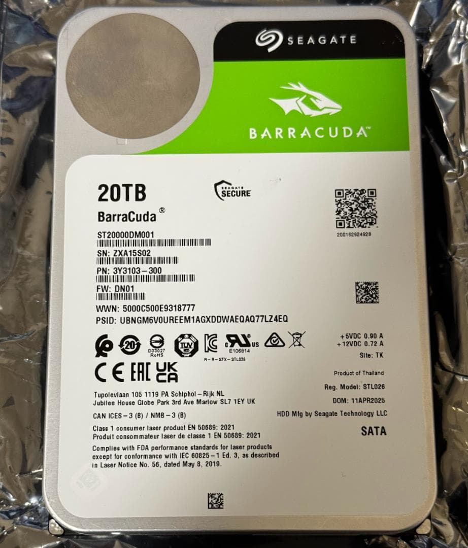 内蔵型ハードディスクドライブ Seagate ST20000DM001/EC