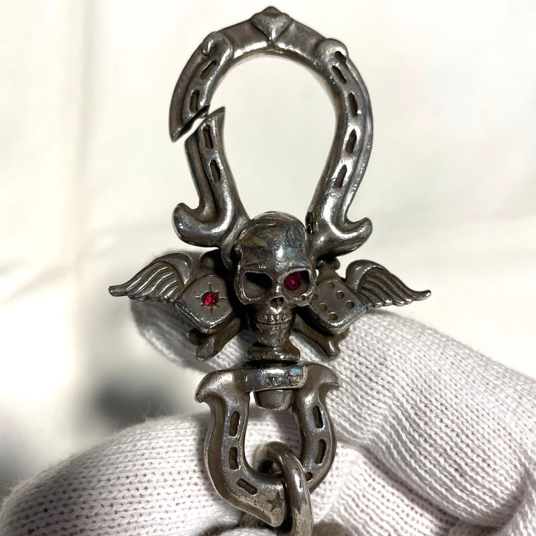 galcia スカルデザイン ウォレットチェーン オールシルバー